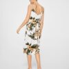 Floral print linen-blend dress