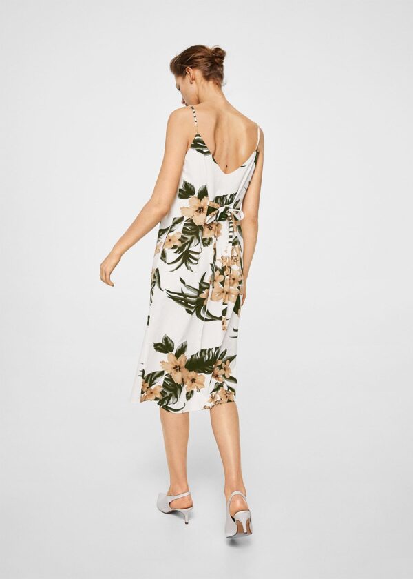 Floral print linen-blend dress